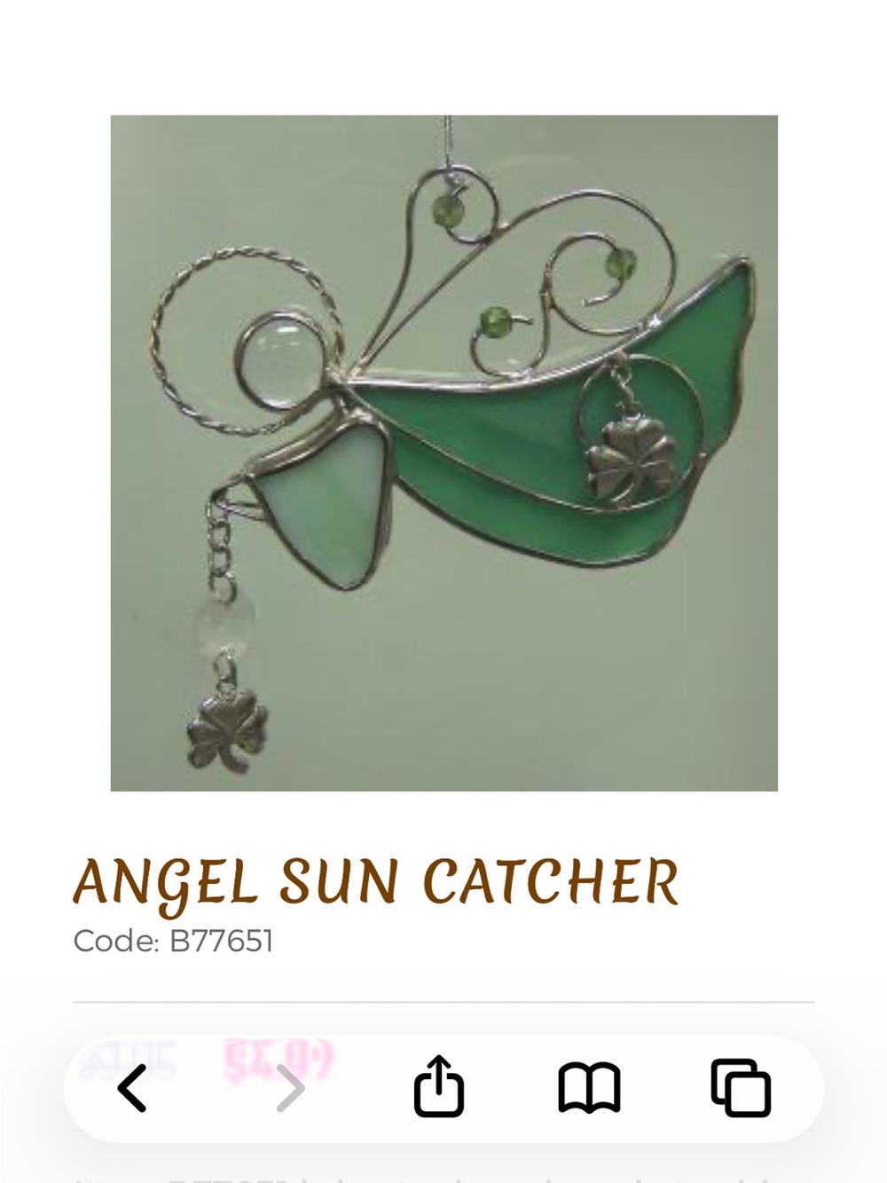 Green Stained Glass Angel Suncatcher